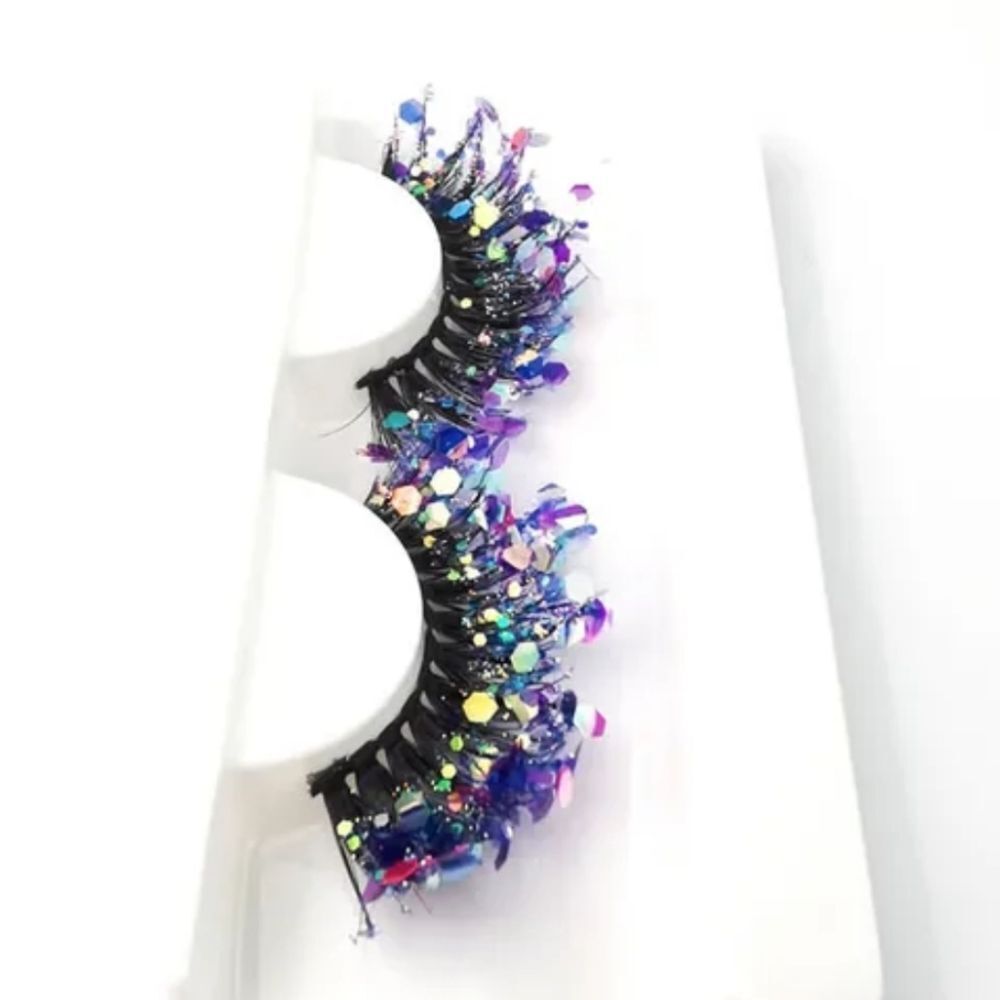 NWOT Fancy Glitter Lashes with Rhinestones - Purple